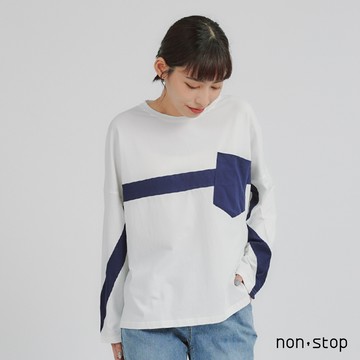 non-stop 個性剪接配色寬版T恤-2色