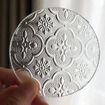 【紙鎮】8cm 圓形 / 海棠花復古壓花玻璃