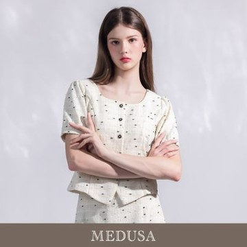 現貨【MEDUSA 曼度莎】法式奶白粗呢排釦上衣外套（M-XL）｜西裝外套 女外套穿搭 氣質穿搭