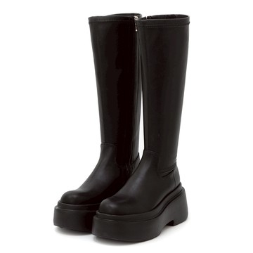 D+AF 【加寬筒圍】時髦大長腿加厚底長靴