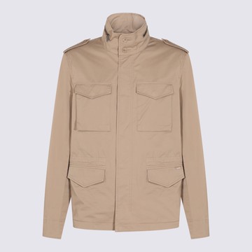 Add Beige Cotton Casual Jacket