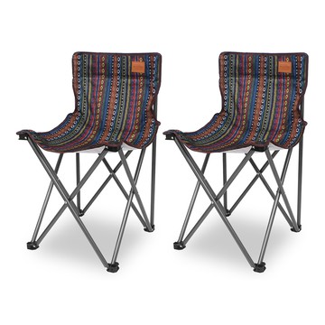 BUCK703 費爾島圖騰風格露營椅組  2個  圖騰 + 黑色