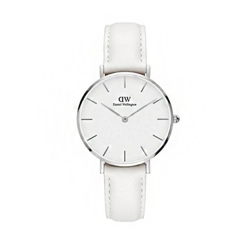 DW Daniel Wellington 經典中的獨特時尚優質皮革腕錶-白/28mm-DW00100250