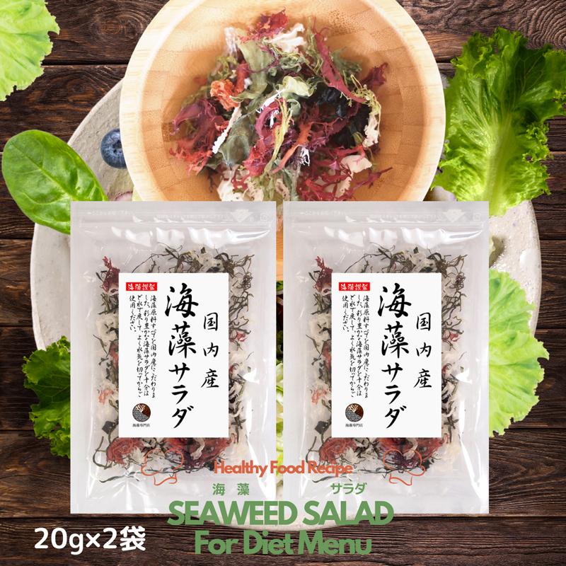 海藻サラダ 40ｇ(20ｇ×2袋)  原料すべてを国産にこだわる (メール便・ポスト投函 送料無料)