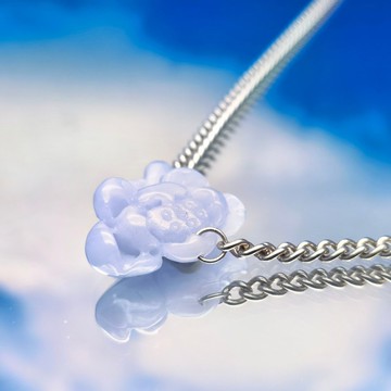 純銀系列 - 冰紫翡翠蓮花純銀頸鏈