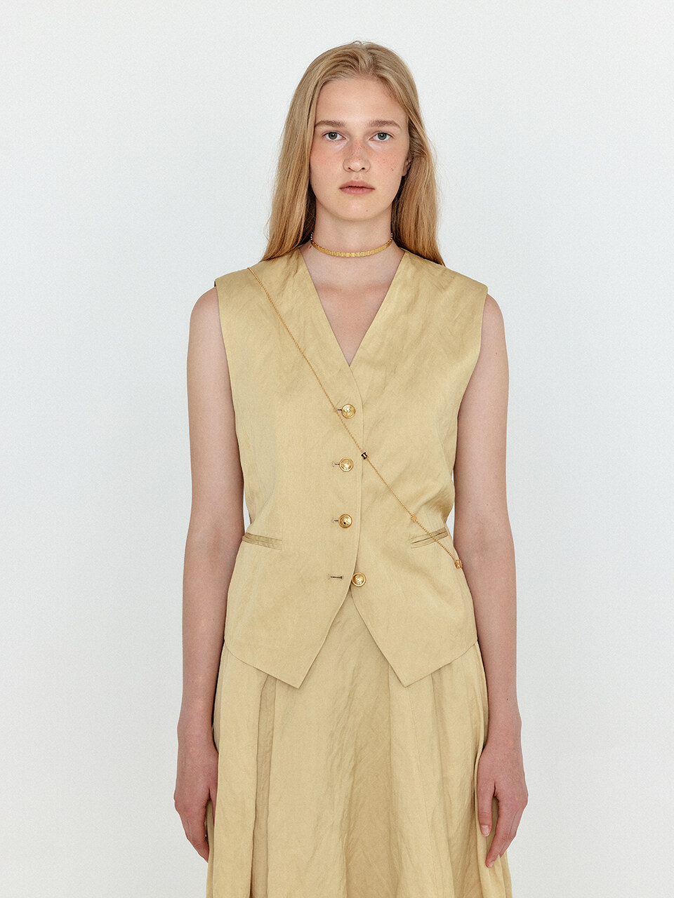 EENK Wiva Double Belted Vest_Beige