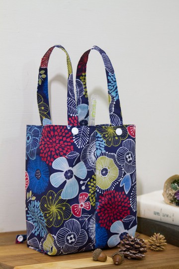 【Gi LAI】環保雙杯手提袋/情侶飲料袋-北歐花