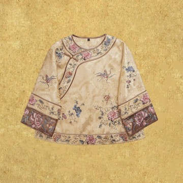 【緗云】新中式復古/民族風桑蠶絲刺繡重工斜全開襟上衣