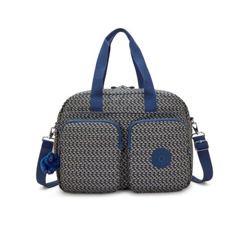 藍米格紋多袋收納手提斜背兩用包-DEFEA XL