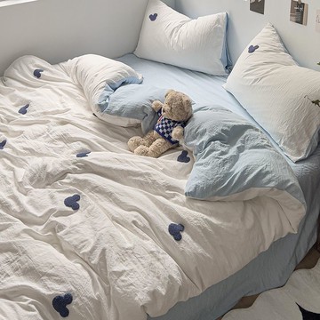 ✨精選好物✨ins風高級超柔軟全棉毛巾繡夏天被套四件套學生宿捨床上三件套床包組 雙人床包組 加大床包組 床包四件組