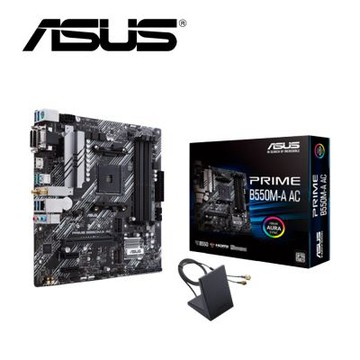 華碩 PRIME B550M-A  AC 主機板+海盜 D4 16G*2/3600 RGB RS 黑 復仇者