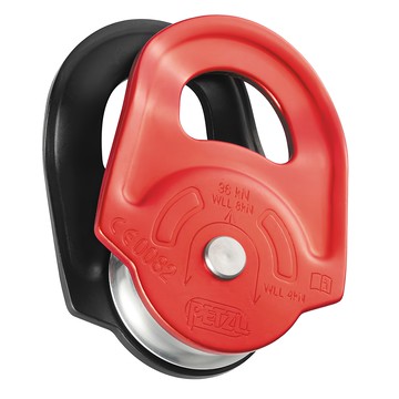 PETZL RESCUE 擺動側板式滑輪 適用於7-13mm直徑繩索 95% 效率 工作負荷 4 kN x 2 = 8 kN  185g  紅色