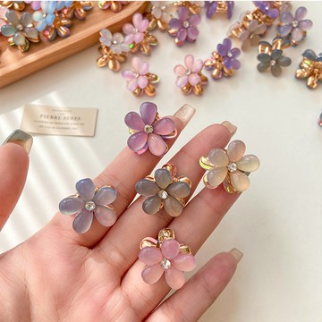 【梨花HaNA】  買一送一 收小碎髮成人小孩通用 仙女必收粉嫩果凍花髮夾八個入共二盒