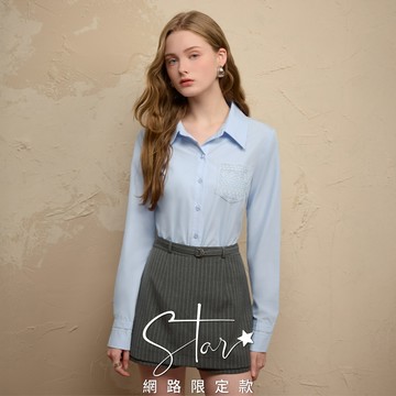 STAR 簡約蕾絲口袋襯衫上衣