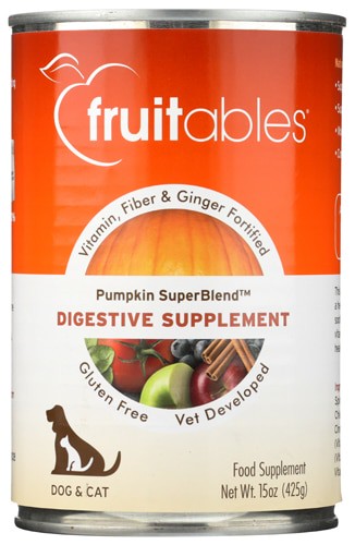 Fruitables Natural Digestive Supplement for Dogs & Cats Pumpkin & Ginger 15 oz
