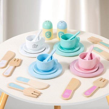 下午茶套裝 兒童蛋糕點心茶具組合 男女孩禮物 過家家木質玩具