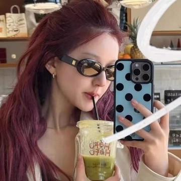 美式復古橢圓小框墨鏡女海邊度假趙露思同款顯臉小高級感太陽眼鏡