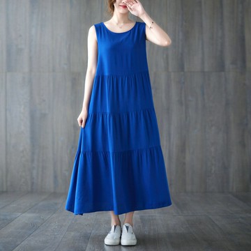 【巴黎精品】現貨+預購 連身裙無袖洋裝-簡約無袖純色蛋糕連身女裙子4色a1bn34