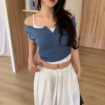 ISA_一件多造型! 超Q彈(含胸墊)小排釦短tee_63097