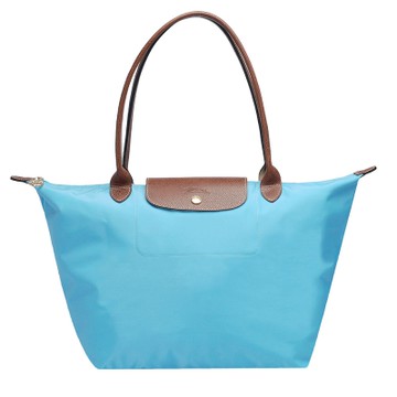 LONGCHAMP 摺疊長提把尼龍水餃包(大-淡藍色)