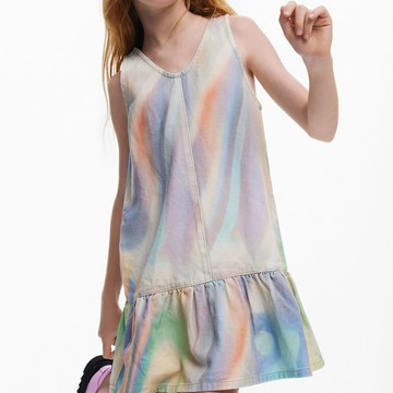 Desigual 渲染奇幻荷葉下擺無袖洋裝