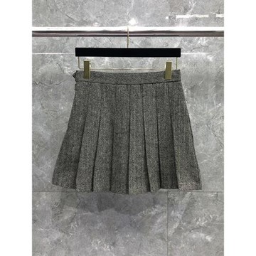 潮牌TB百褶裙女復古學院風百搭斜紋西裝短裙防走光A字半身JK裙子