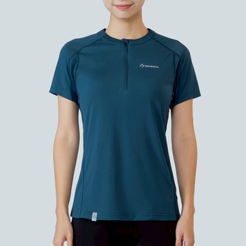 Wi 環保機能輕量排汗半開襟短袖 女款 太平洋藍