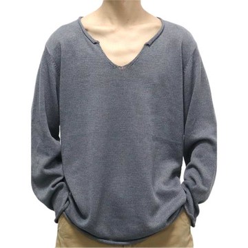 2025秋冬薄款純色V領針織衫大碼長袖套頭打底衫毛衣Men knitwear