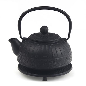 【南部名產鐵器】鑄鐵壺附鐵墊(0.8L)銘文(泡茶壺、煮水壺)