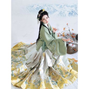 青龍| 如夢霓裳漢服女裝春夏季明制交領上襖短襖中國風織金馬面裙