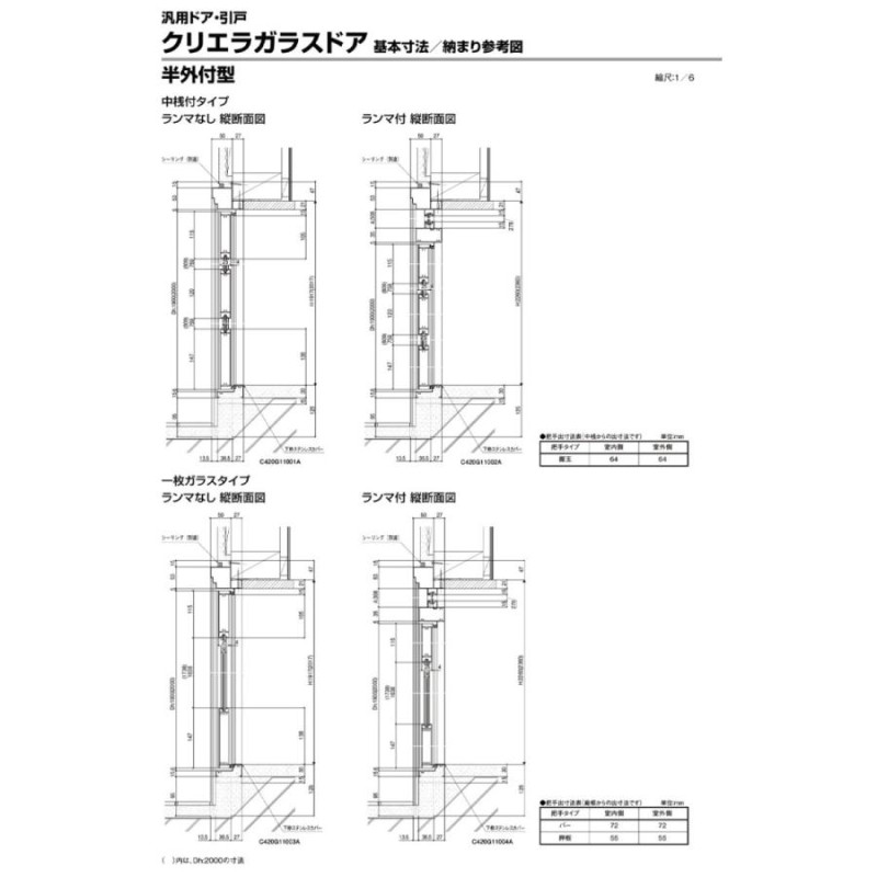 店舗ドア クリエラガラスドア  内付型 両開き 1619(w1692mm×h1904mm) PG仕様 中桟仕様 汎用ドア アルミサッシ 事務所 TOSTEM 窓 リフォーム DIY 扉 - 5