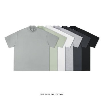 IDLT 廓形T恤 290g 寬松落肩半高領重磅全棉TEE百搭街頭男女潮ins