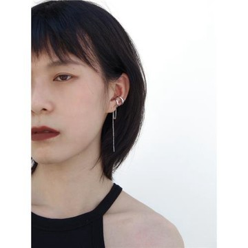 Esakoochi銀色鏈條流蘇耳骨夾