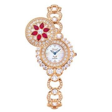 【Ogival 愛其華】夢中花天然寶石手鍊珠寶錶 (380-388DLR) 玫瑰紅鑽