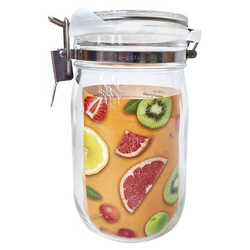 SEISHO 星硝 玻璃扣式密封罐 1L 18-8不鏽鋼零件 寬口徑易清洗  1個