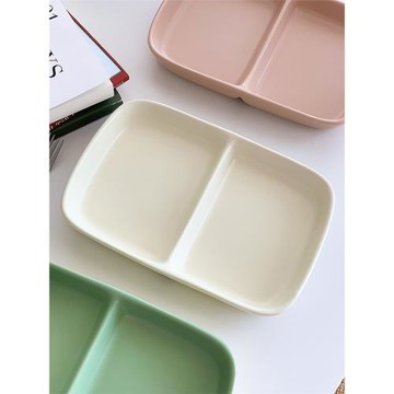 安木良品 韓國ins簡約啞光質感高溫陶瓷分格餐盤子輕食減脂定量盤
