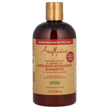 SheaMoisture, 麥盧卡蜂蜜和馬芙拉油，深層補水洗髮水，超乾，受損頭髮，13 液量盎司（384 毫升）