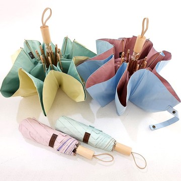 抗 UV 雙色遮光折疊傘｜晴雨兩用 薄荷綠 x 暖桃橘