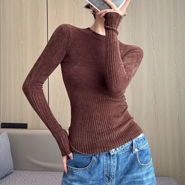 愛依依 針織衫 毛衣 打底衫 內搭衫 新款時尚休閒別緻寬鬆顯瘦修身保暖長袖圓領上衣-11409.