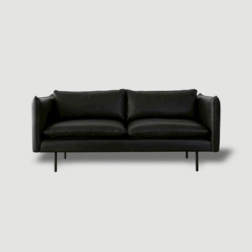 伊登皮革沙發 兩人 墨黑