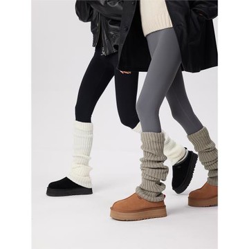 雪地靴配襪套｜YANGMA白襪子女針織腿套秋冬保暖小腿襪加厚堆堆襪