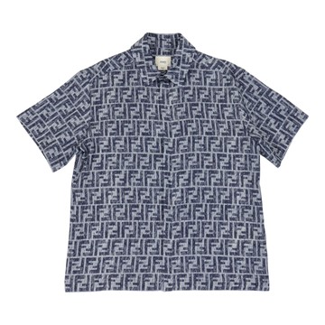 FENDI Kids 藍色滿版 FF logo 襯衫
