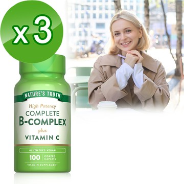 Natures Truth綠萃淨 綜合B群＋C plus鈣活力錠x3瓶組（100錠/瓶）_廠商直送