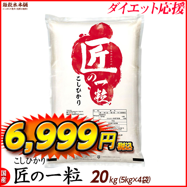 匠の一粒 コシヒカリ 20kg(10kg×2袋) 国産 国産コシヒカリ100％