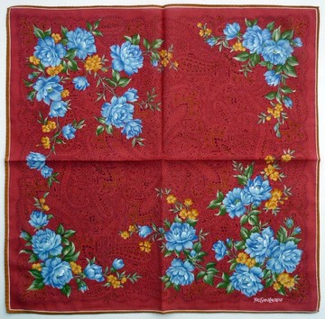 YvesSaintLaurent 復古手帕 英倫玫瑰花園 18.5 x 18.5 英吋