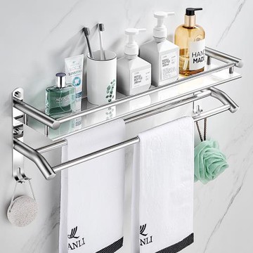 免打孔毛巾架衛生間置物架一體廁所牙刷架304不銹鋼浴室掛毛巾桿