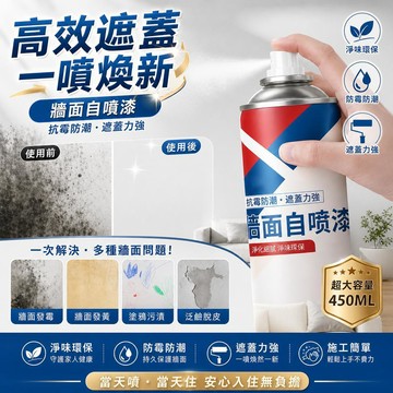 牆面自噴漆 牆面修補漆 一噴即白 塗鴉修補噴漆 墻壁修復翻新 450ml 免調配水性漆 耐擦洗 防霉防水 墻體瑕疵遮蓋漆