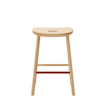 T&O O2 Stool Mid 中島凳（楓木、紅色鋼腳）