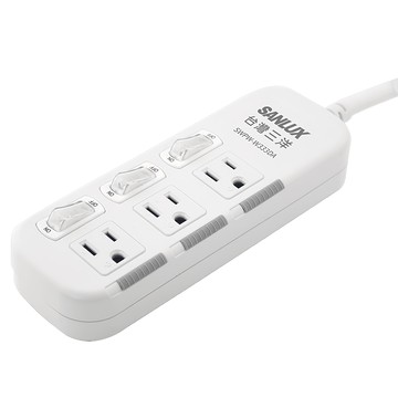 SANLUX 台灣三洋 三開關三座延長線 獨立防塵蓋設計 耐燃UL94V-0等級防火材質  1.8m  白色  1條