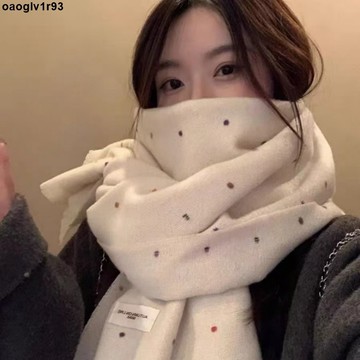 圍巾圍脖🧣 彩虹波點糖豆顯白圍巾女秋冬季日系高氛圍披肩保暖加厚百搭圍脖潮